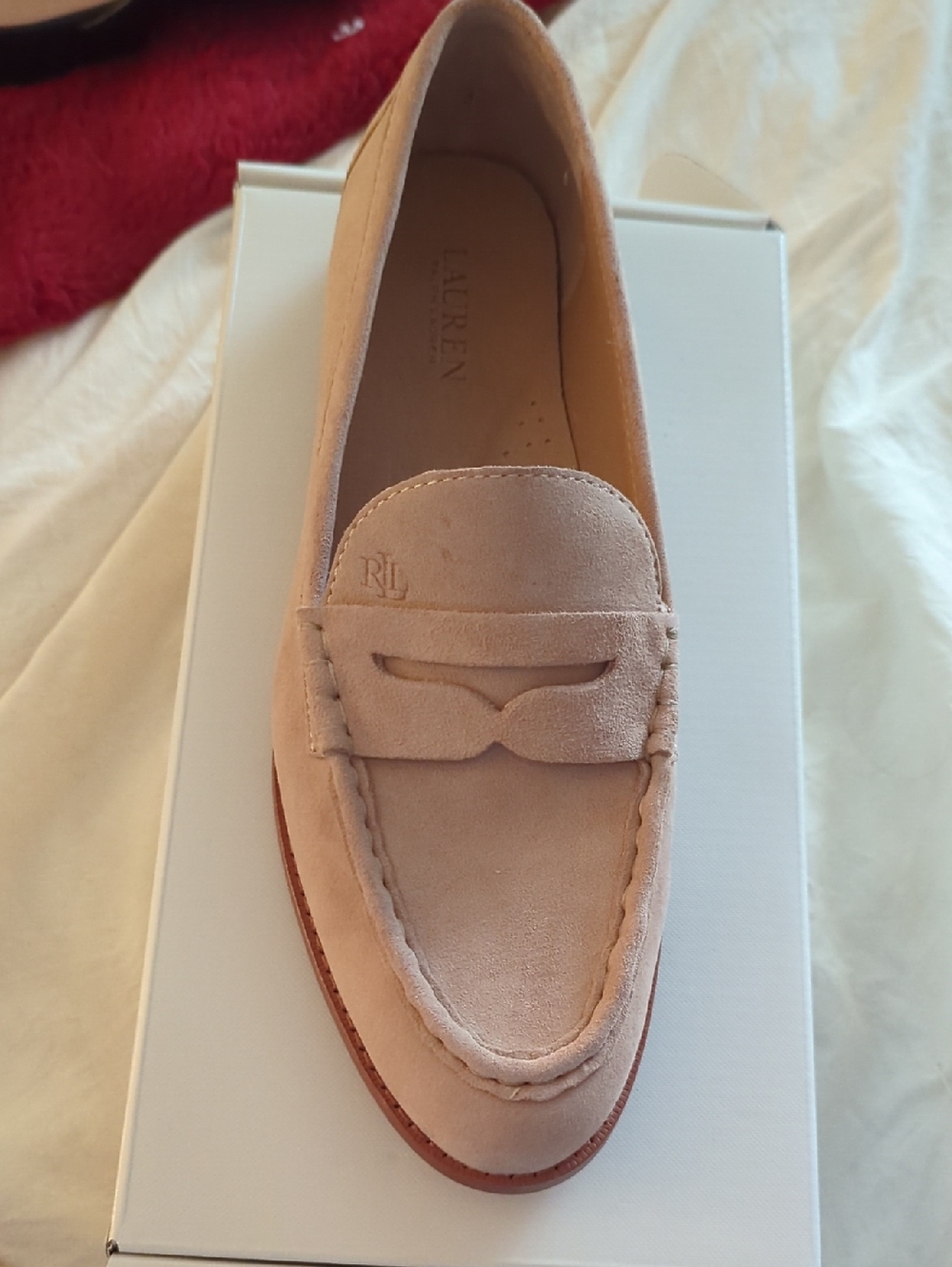 Ralph Lauren Suede Penny Loafer - Beige New Never Worn